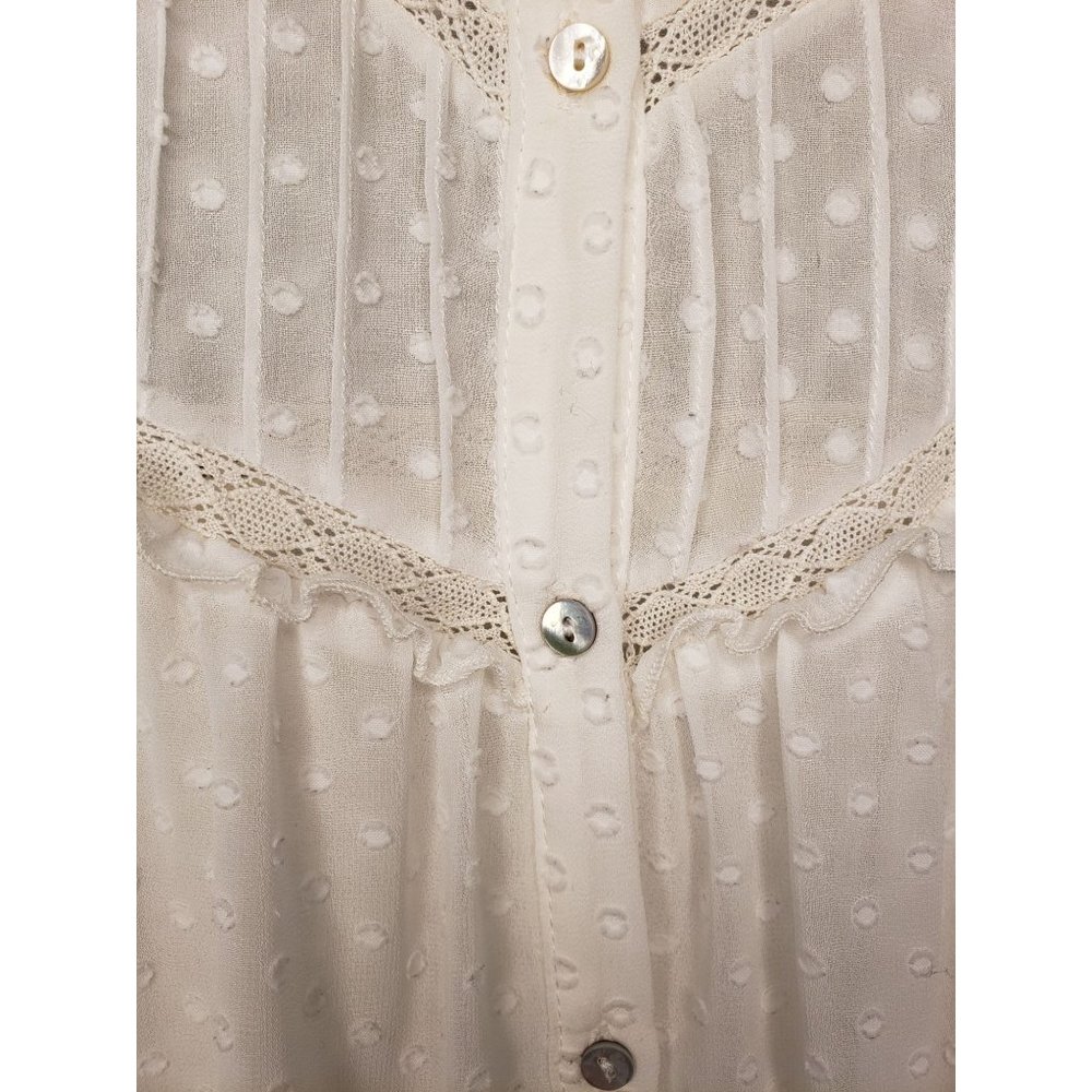 Zara Cream Swiss Dot vintage Bohemian top - Picture 2 of 10